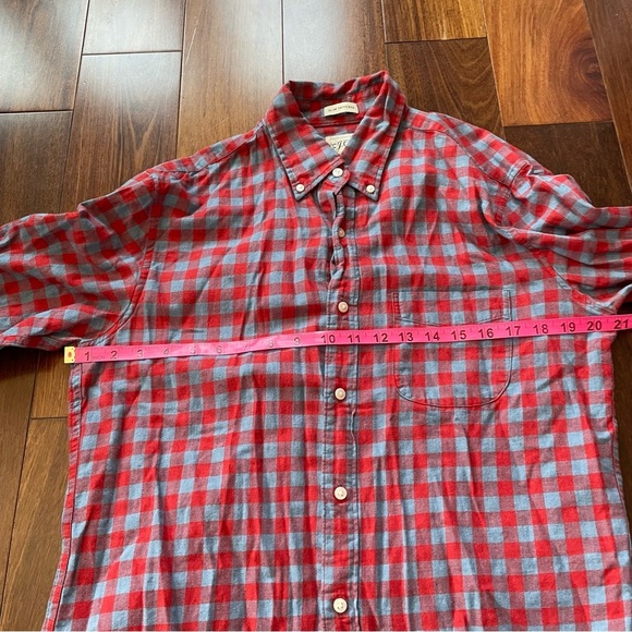 J. Crew Slim Untucked Cottton Linen Twill Men's Red and Blue Checkered Shirt M - Picture 7 of 10